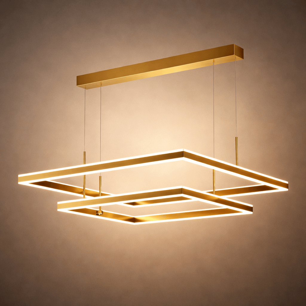 Modern Tiered Square Chandelier – Aluminum Acrylic Black Ash for Living Room - Flindria