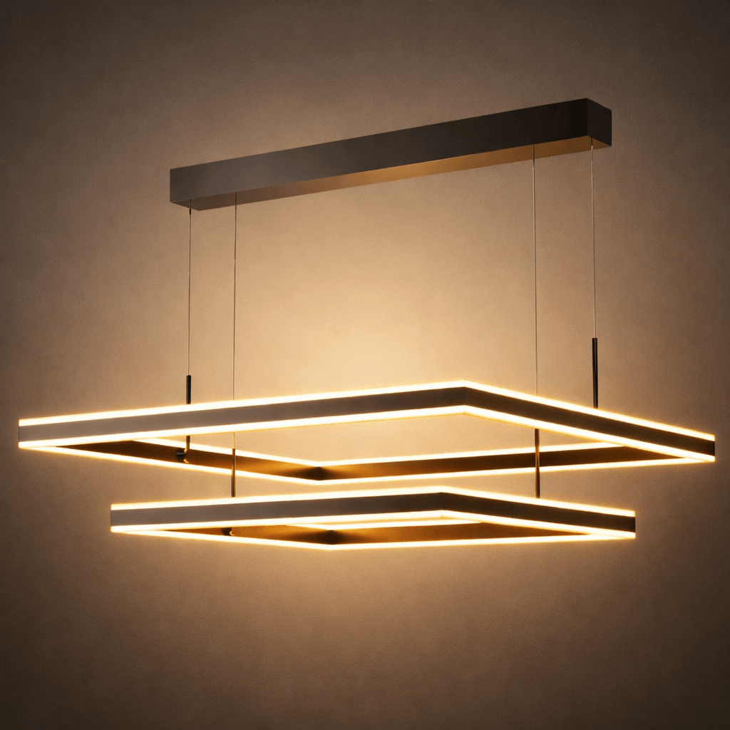 Modern Tiered Square Chandelier – Aluminum Acrylic Black Ash for Living Room - Flindria