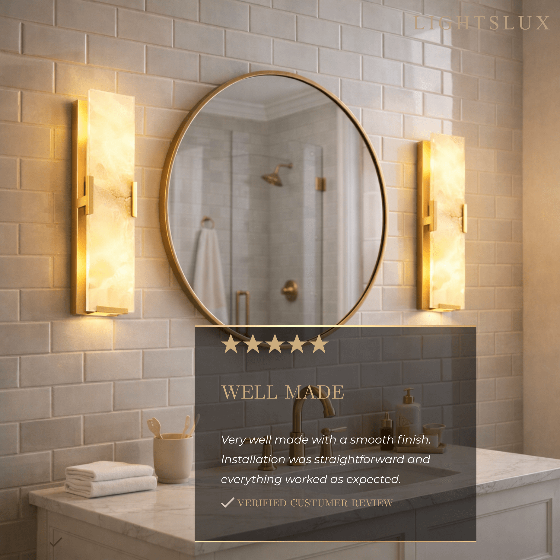 Modern Faceted Alabaster Wall Sconce – Brushed Gold Stainless Steel Backplate Indoor - Flindria