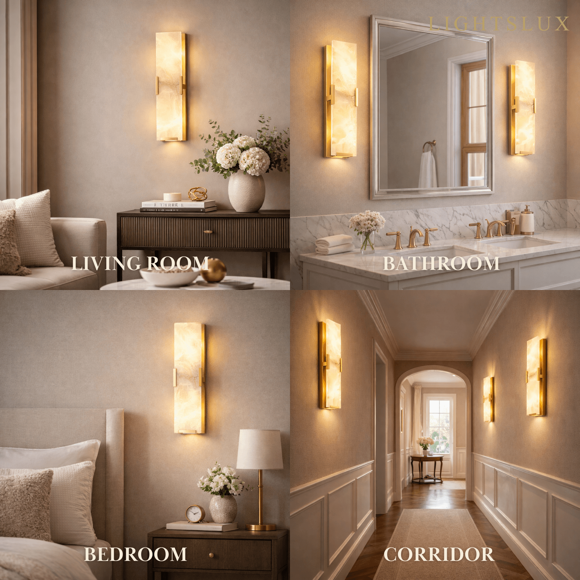 Modern Faceted Alabaster Wall Sconce – Brushed Gold Stainless Steel Backplate Indoor - Flindria