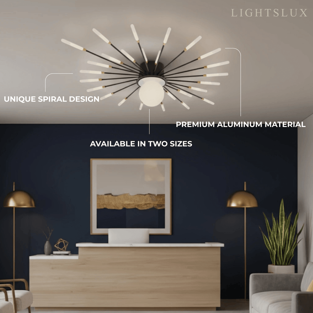 Modern Ceiling Light – Natural Curves Semi-Flush Mount Coastal Ambiance Ceiling Light - Flindria
