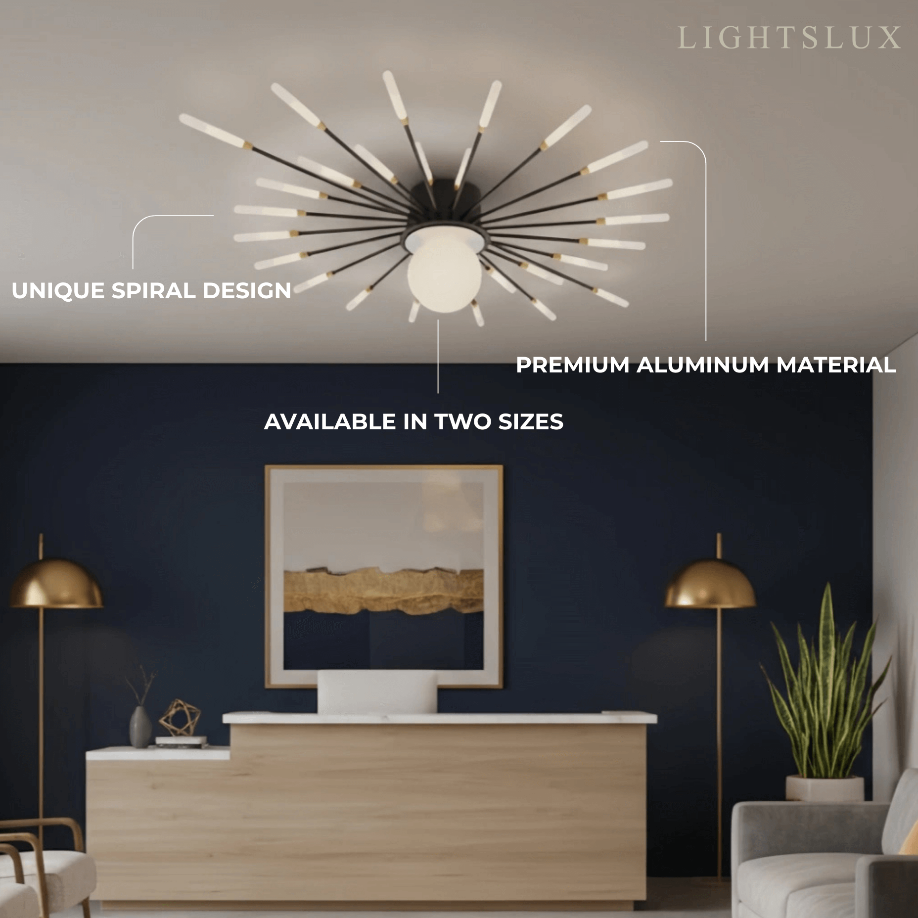 Modern Ceiling Light – Natural Curves Semi-Flush Mount Coastal Ambiance Ceiling Light - Flindria