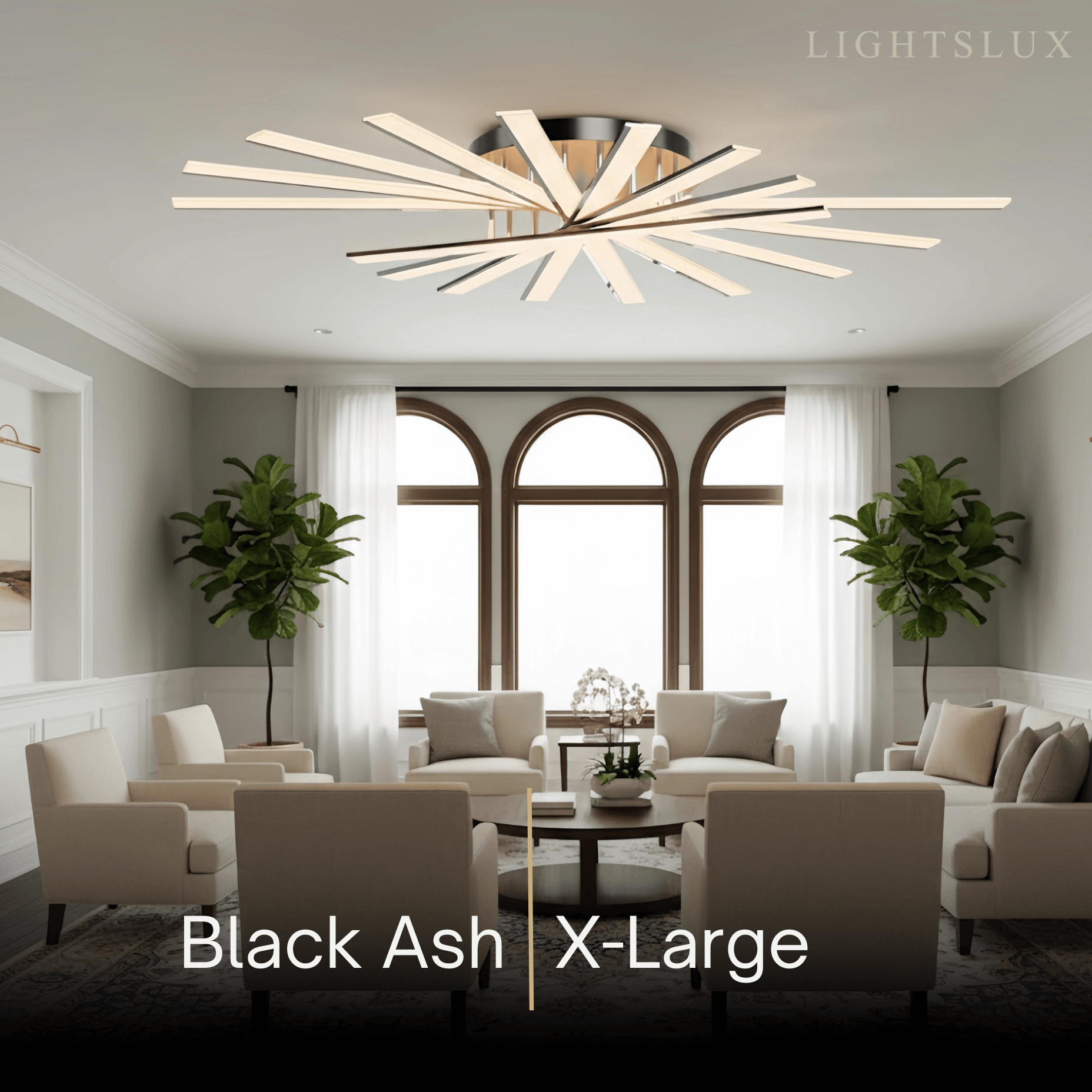 Moderne geometrische lineaire plafondlamp – zwart essenhout/metallisch goud voor woonkamer - Flindria