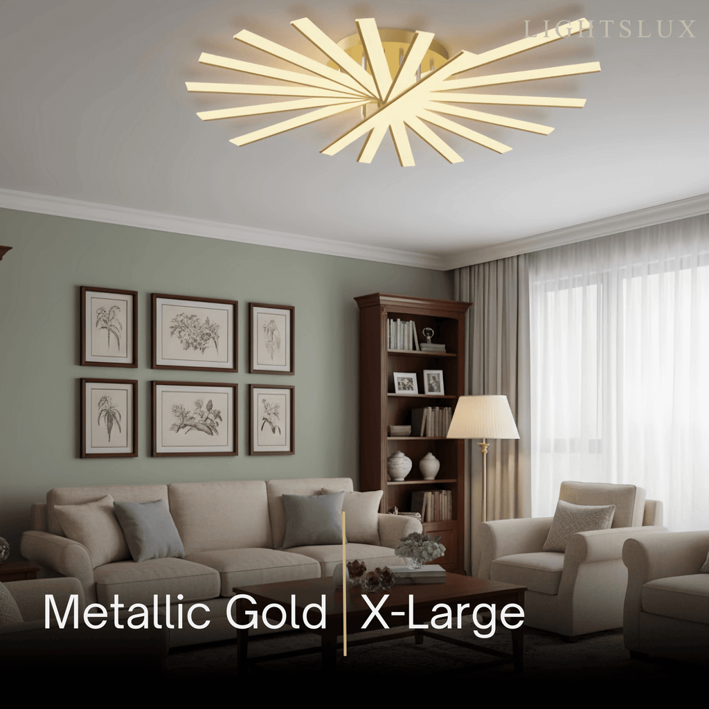 Moderne geometrische lineaire plafondlamp – zwart essenhout/metallisch goud voor woonkamer - Flindria
