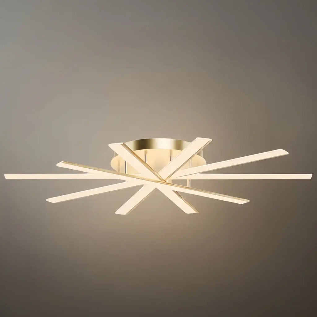 Moderne geometrische lineaire plafondlamp – zwart essenhout/metallisch goud voor woonkamer - Flindria
