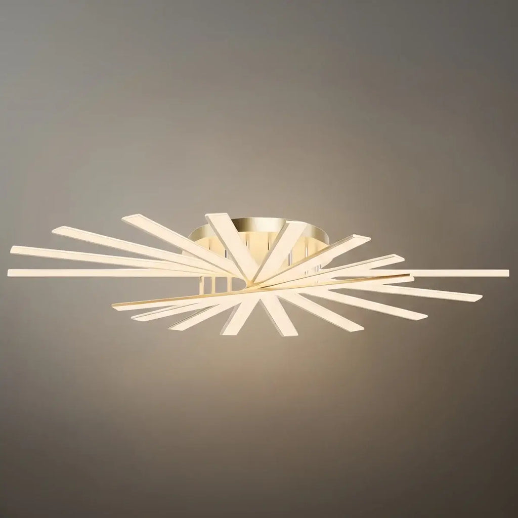 Moderne geometrische lineaire plafondlamp – zwart essenhout/metallisch goud voor woonkamer - Flindria