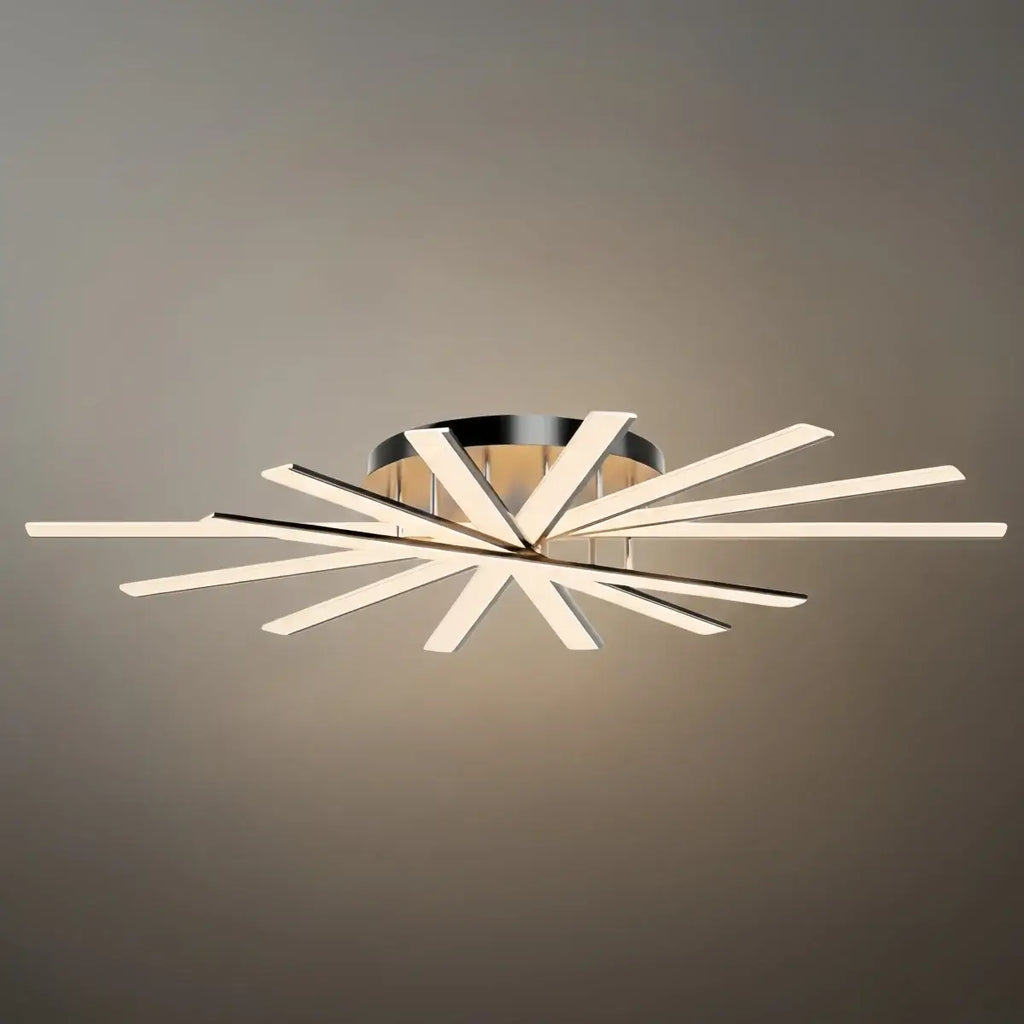 Moderne geometrische lineaire plafondlamp – zwart essenhout/metallisch goud voor woonkamer - Flindria