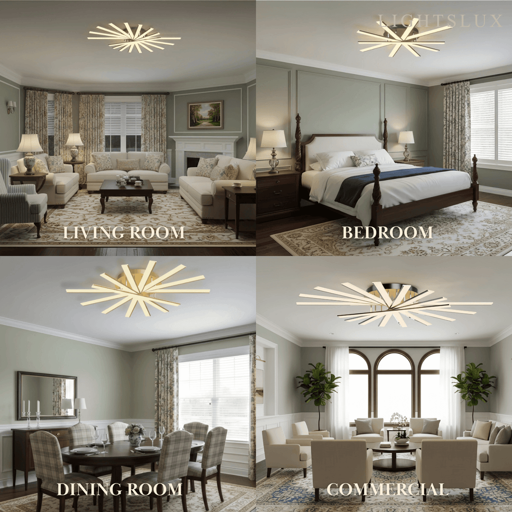 Moderne geometrische lineaire plafondlamp – zwart essenhout/metallisch goud voor woonkamer - Flindria