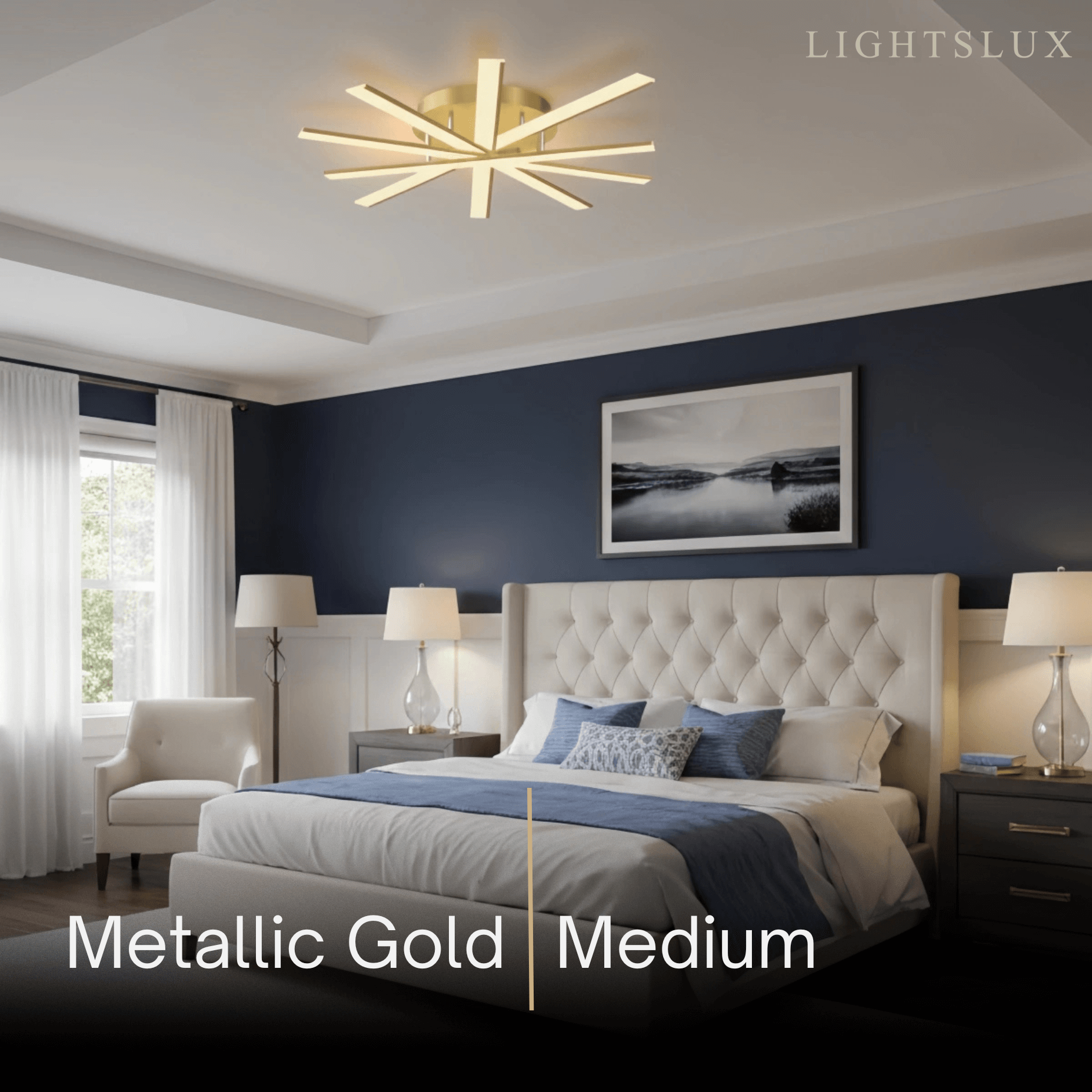 Moderne geometrische lineaire plafondlamp – zwart essenhout/metallisch goud voor woonkamer - Flindria