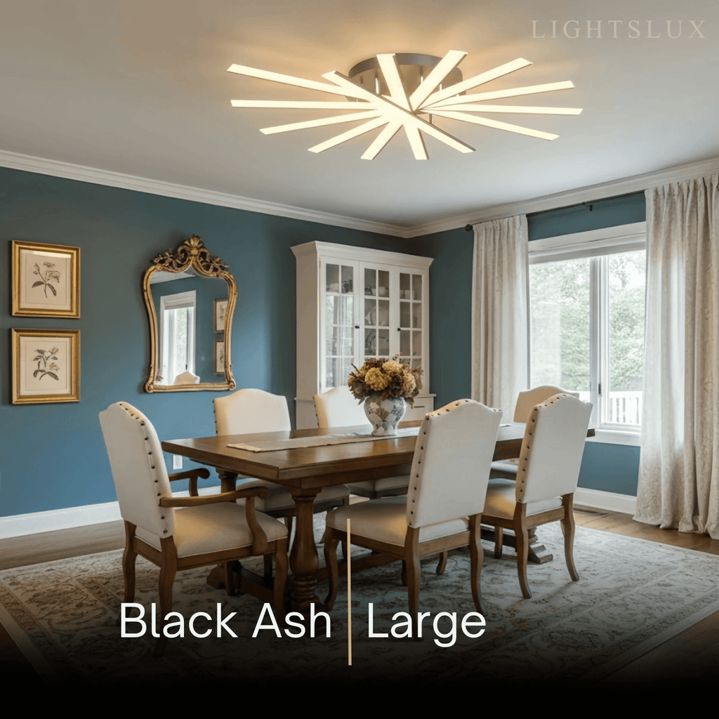 Moderne geometrische lineaire plafondlamp – zwart essenhout/metallisch goud voor woonkamer - Flindria
