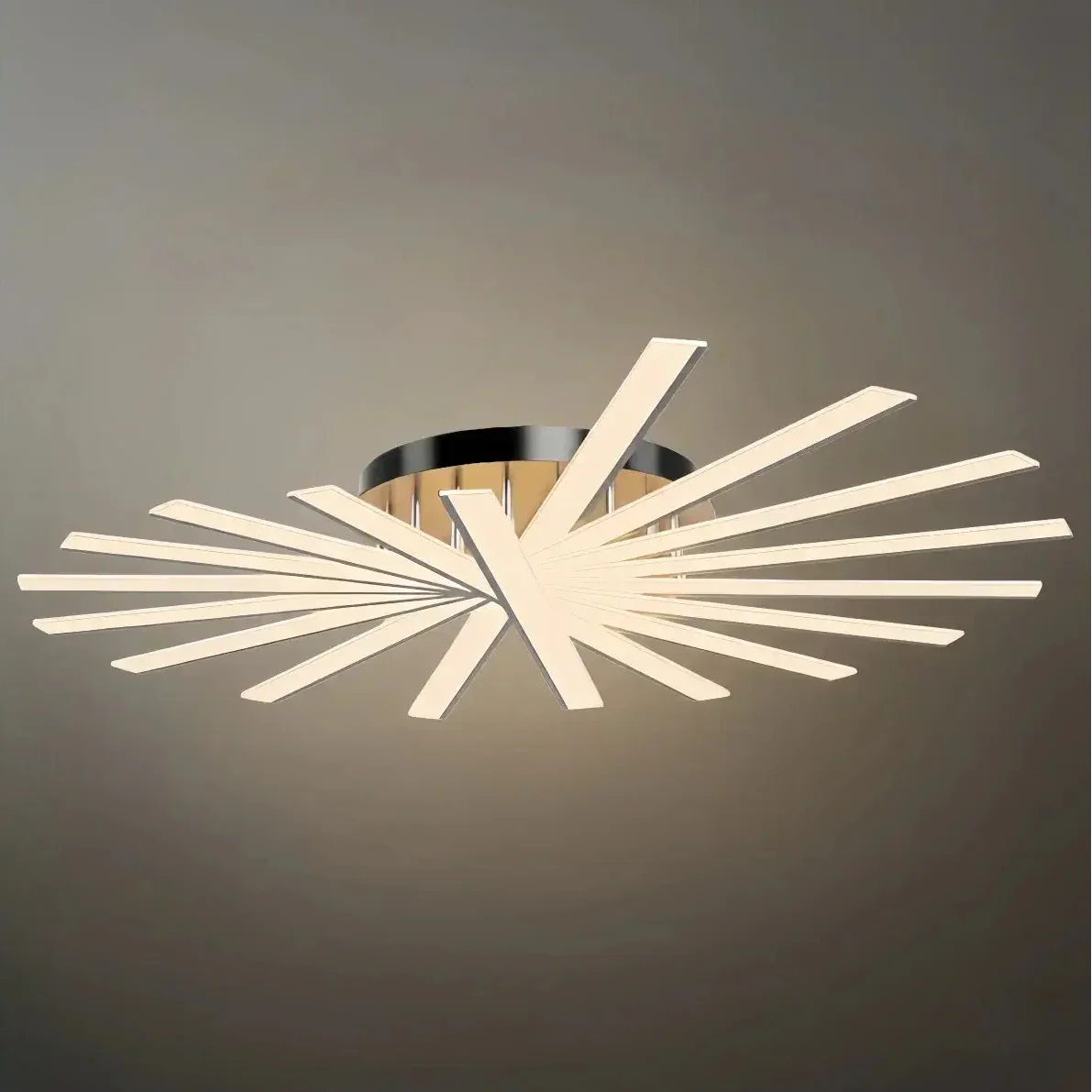 Moderne geometrische lineaire plafondlamp – zwart essenhout/metallisch goud voor woonkamer - Flindria