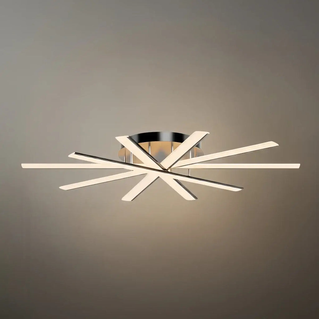 Moderne geometrische lineaire plafondlamp – zwart essenhout/metallisch goud voor woonkamer - Flindria