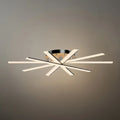 Moderne geometrische lineaire plafondlamp – zwart essenhout/metallisch goud voor woonkamer - Flindria
