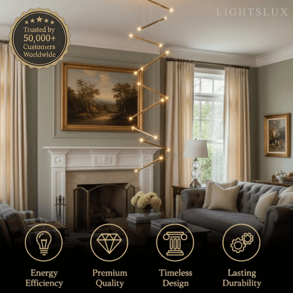 Luxury Flowing Gold Chandelier – Metallic Acrylic Rods Sculptural Cascade for Staircase - Flindria