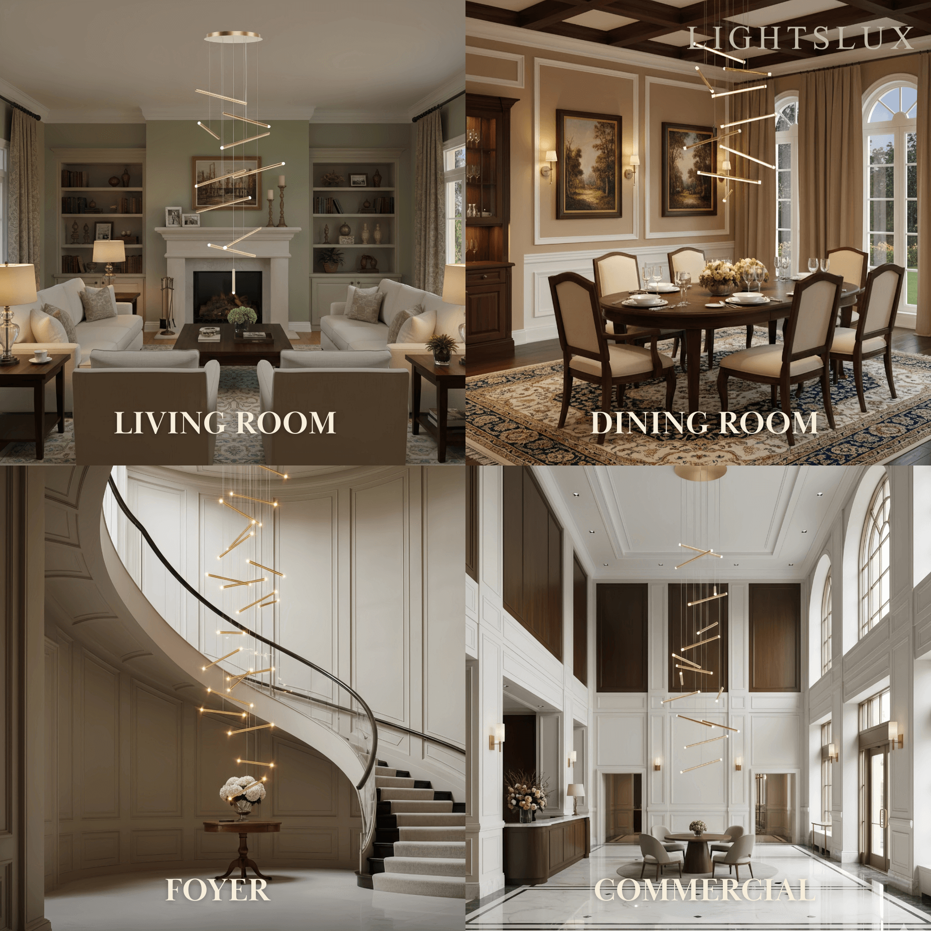 Luxury Flowing Gold Chandelier – Metallic Acrylic Rods Sculptural Cascade for Staircase - Flindria