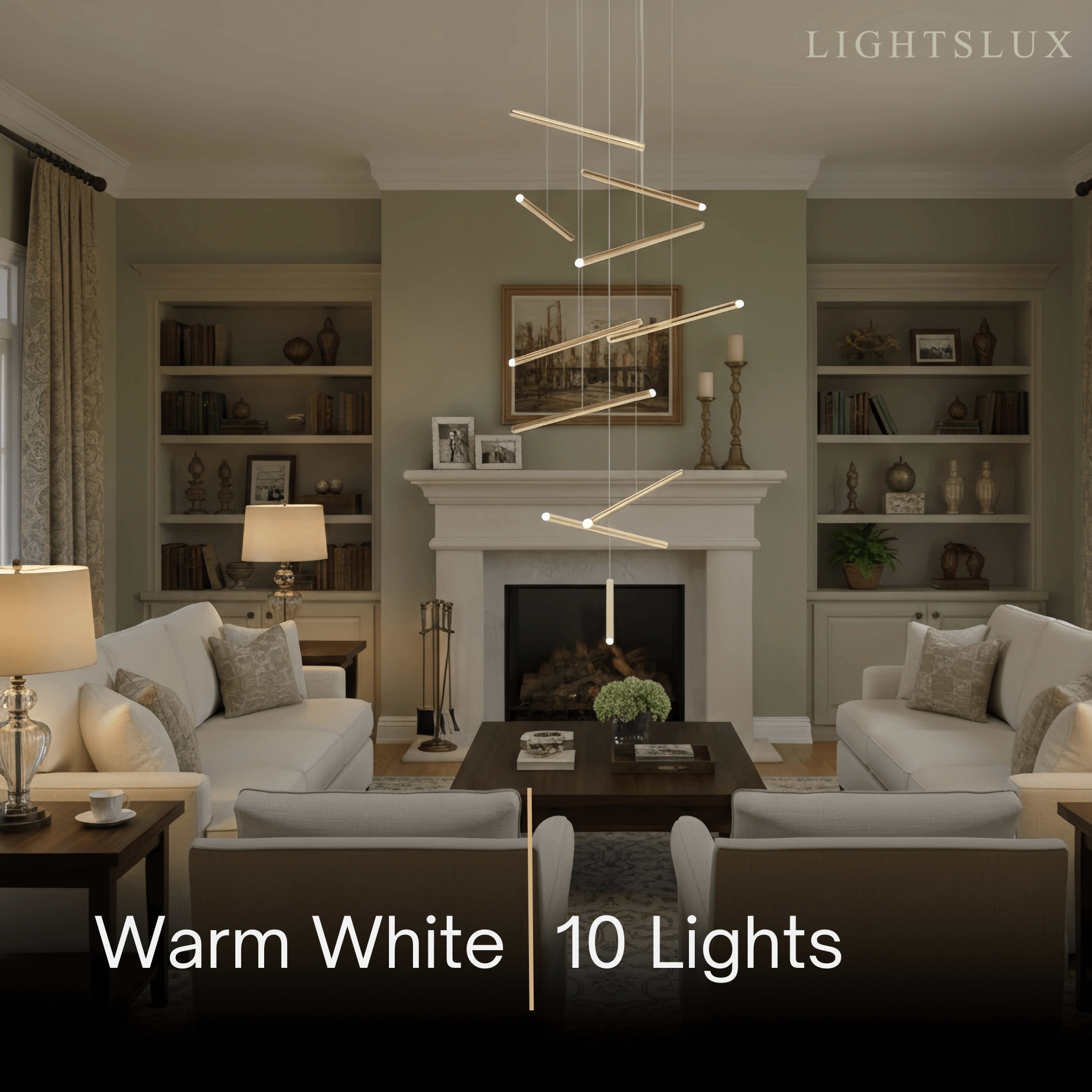 Luxury Flowing Gold Chandelier – Metallic Acrylic Rods Sculptural Cascade for Staircase - Flindria