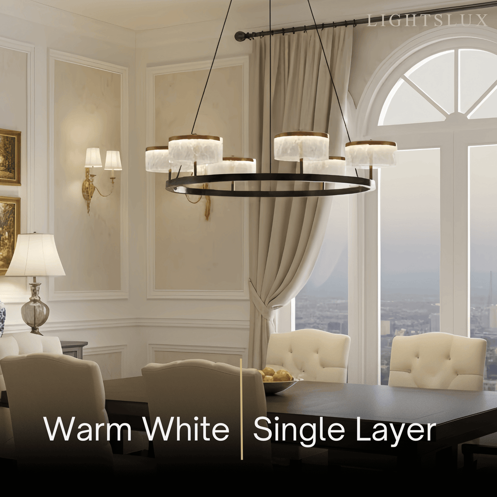 Mid-Century Tiered Hanging Chandelier – Adjustable Gold Pearl Black Dining/Living Room - Flindria