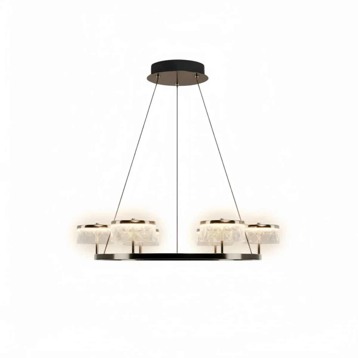 Mid-Century Tiered Hanging Chandelier – Adjustable Gold Pearl Black Dining/Living Room - Flindria