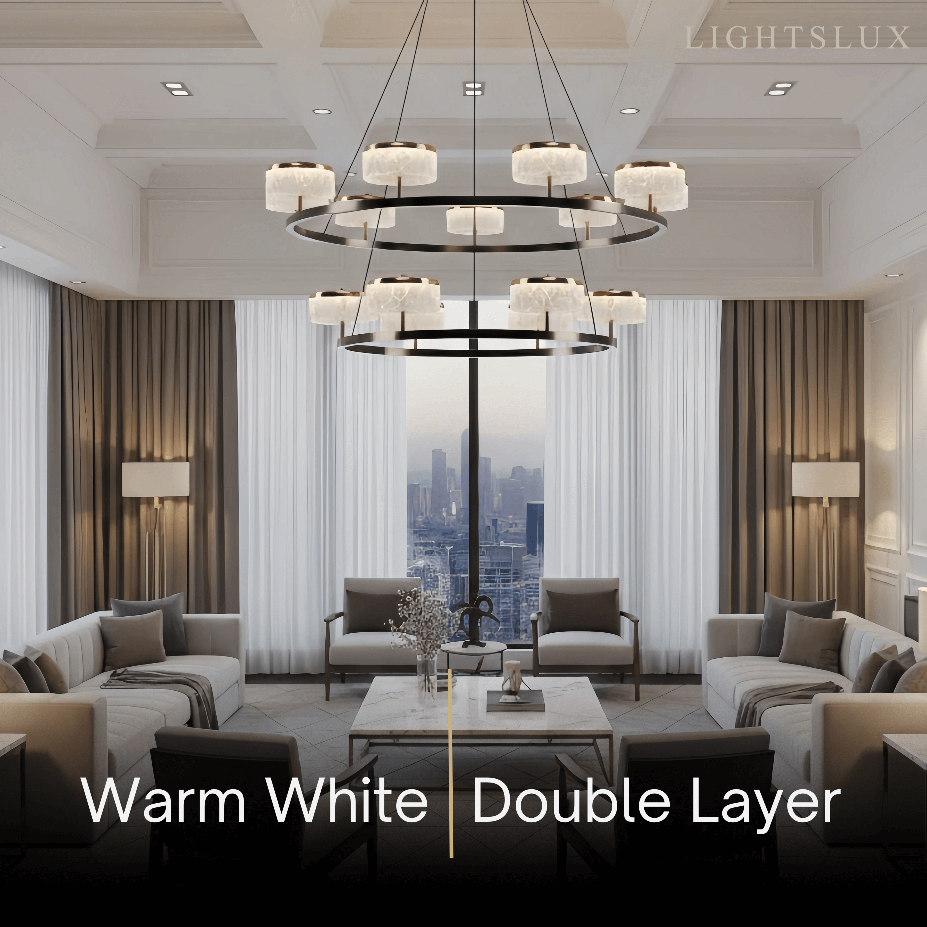 Mid-Century Tiered Hanging Chandelier – Adjustable Gold Pearl Black Dining/Living Room - Flindria
