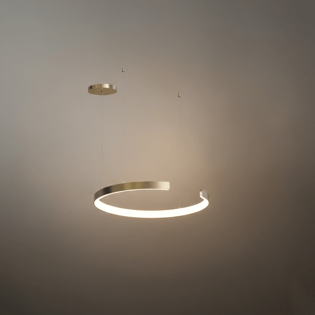Lámpara colgante moderna de anillo dorado flotante – Tres cables ajustables para dormitorio/comedor - Flindria