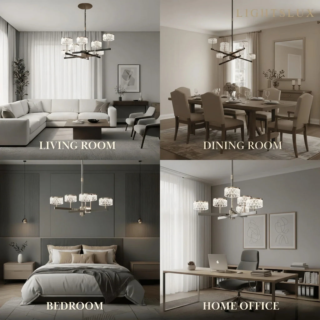 Lustre moderne de luxe à étages perles noires dorées pour salle à manger/salon - Flindria