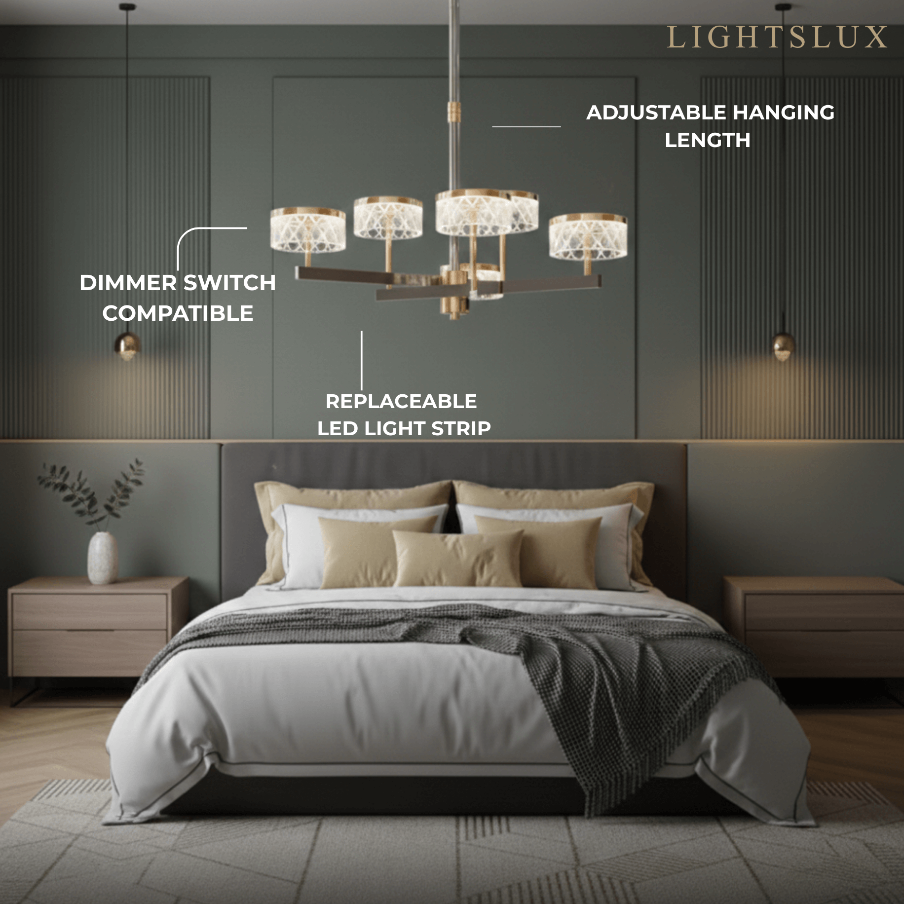 Moderní luxusní vícepodlažní zlatý perlový černý lustr pro jídelnu/obývací pokoj - Flindria