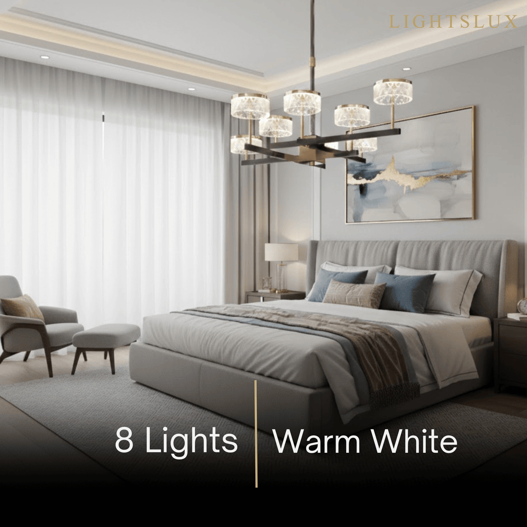 Lustre moderne de luxe à étages perles noires dorées pour salle à manger/salon - Flindria