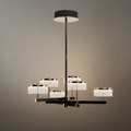 Lustre moderne de luxe à étages perles noires dorées pour salle à manger/salon - Flindria