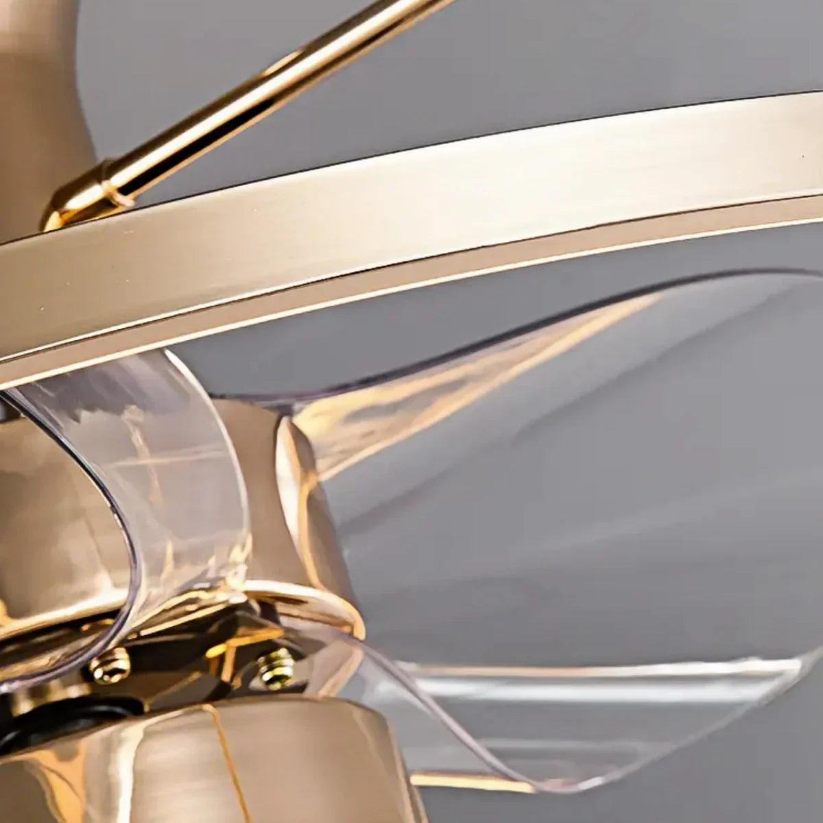 Luz de techo geométrica con ventilador – Marco de aluminio dorado con LED integrado para sala de estar - Flindria