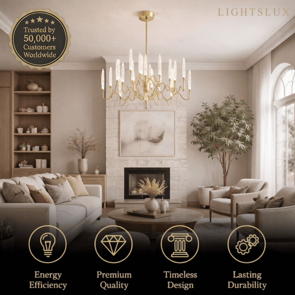 Moderne geometrische gouden kroonluchter – Reflecterend roestvrij staal spektakel woonkamer - Flindria