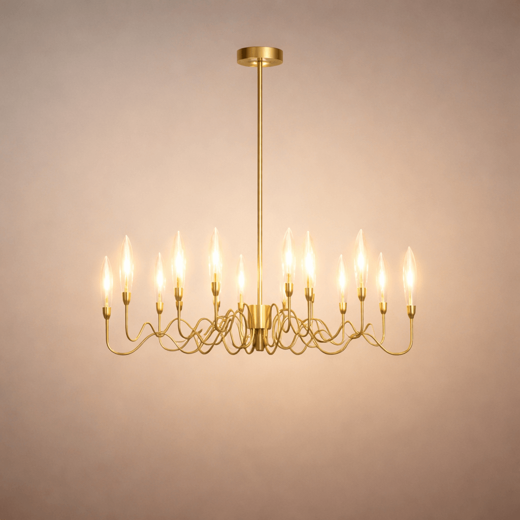 Moderne geometrische gouden kroonluchter – Reflecterend roestvrij staal spektakel woonkamer - Flindria