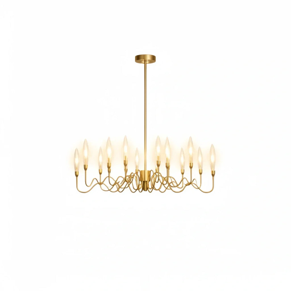 Moderne geometrische gouden kroonluchter – Reflecterend roestvrij staal spektakel woonkamer - Flindria