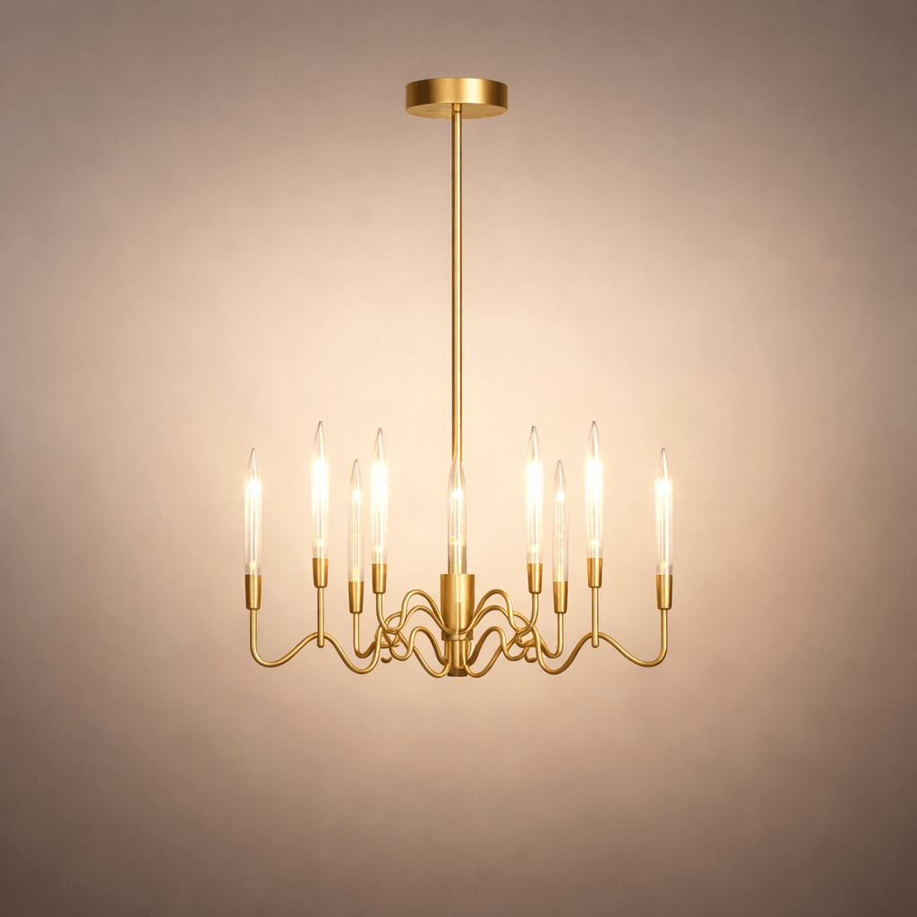 Moderne geometrische gouden kroonluchter – Reflecterend roestvrij staal spektakel woonkamer - Flindria