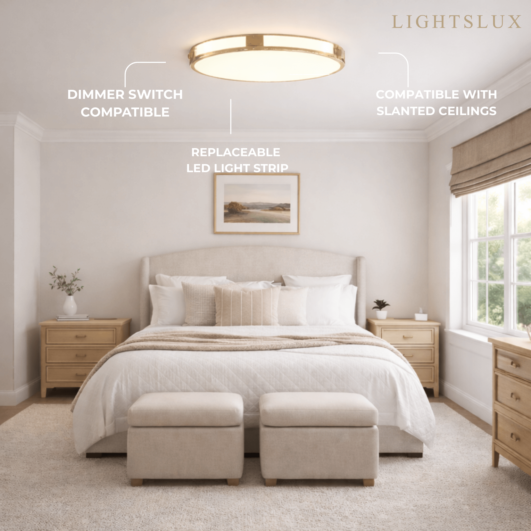 Crystal Accent Ceiling Light – Solid Brass Brushed Gold for Living Room Bedroom - Flindria