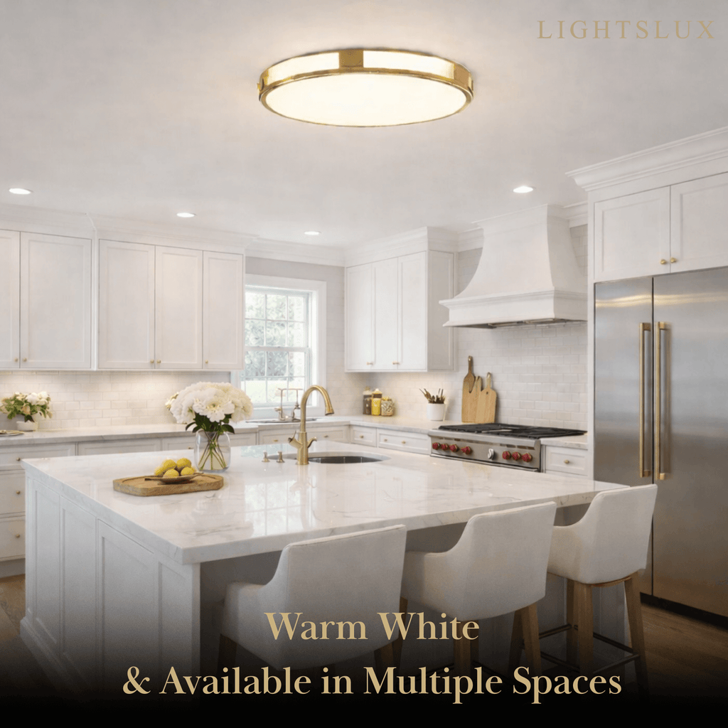 Crystal Accent Ceiling Light – Solid Brass Brushed Gold for Living Room Bedroom - Flindria