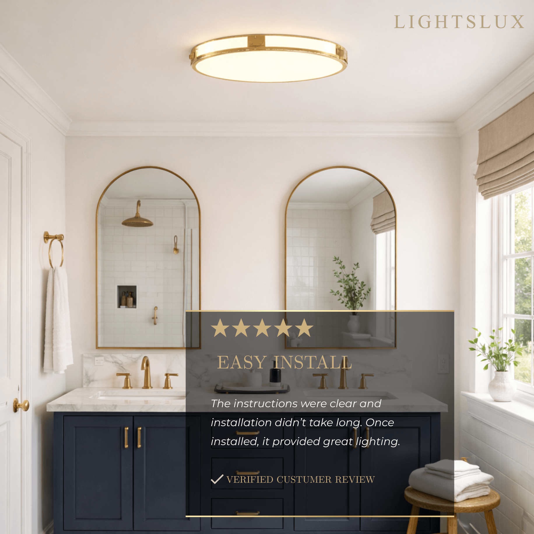 Crystal Accent Ceiling Light – Solid Brass Brushed Gold for Living Room Bedroom - Flindria