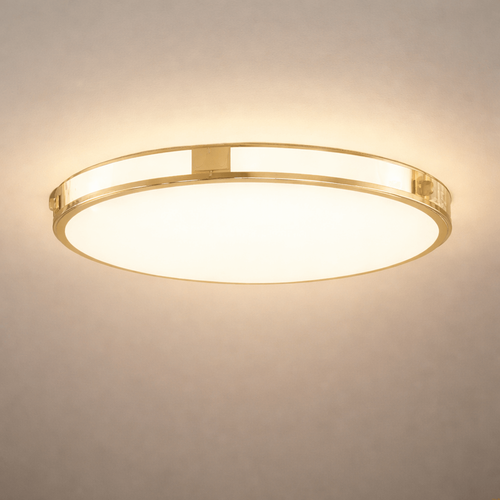 Crystal Accent Ceiling Light – Solid Brass Brushed Gold for Living Room Bedroom - Flindria