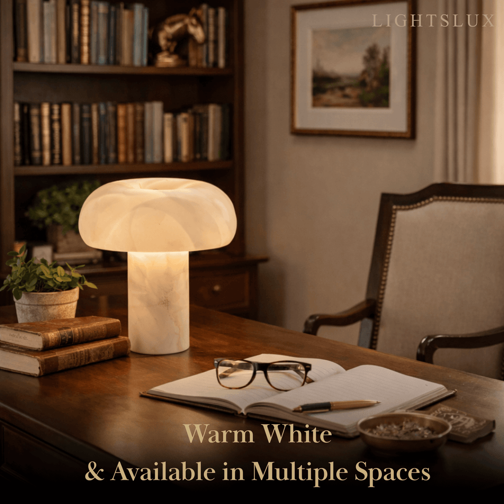 Lámpara de mesa moderna – Alabastro y acero inoxidable redondeada para mesita de noche o escritorio - Flindria