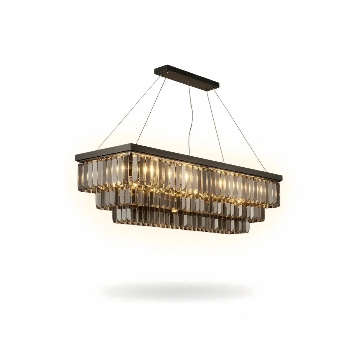 Candelabro moderno de cristal – Negro perla con hilos en cascada para comedor - Flindria
