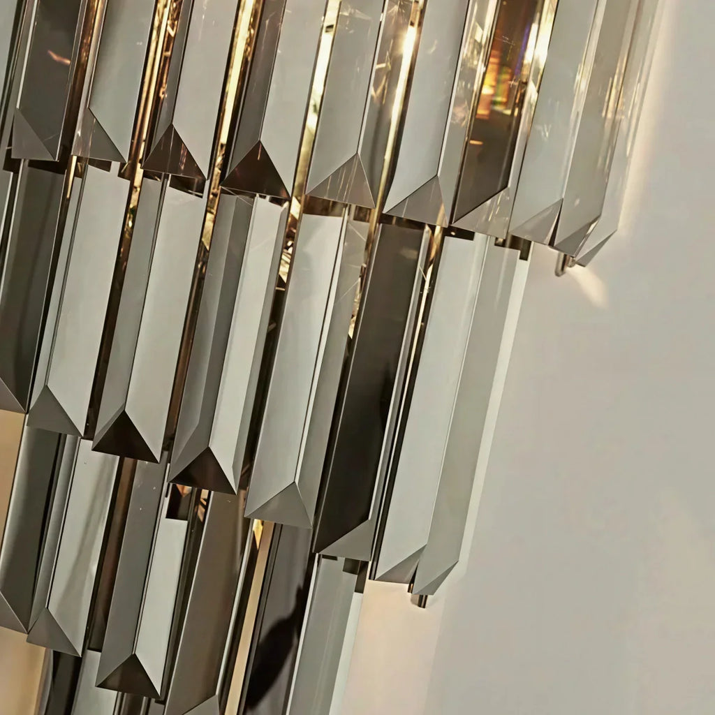 Modern Wall Sconce – Black Mirror with Crystal Accents Geometric for Hallway - Flindria
