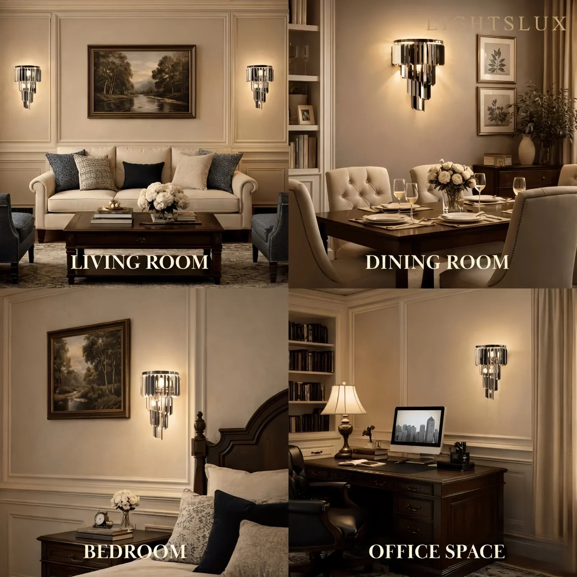Modern Wall Sconce – Black Mirror with Crystal Accents Geometric for Hallway - Flindria