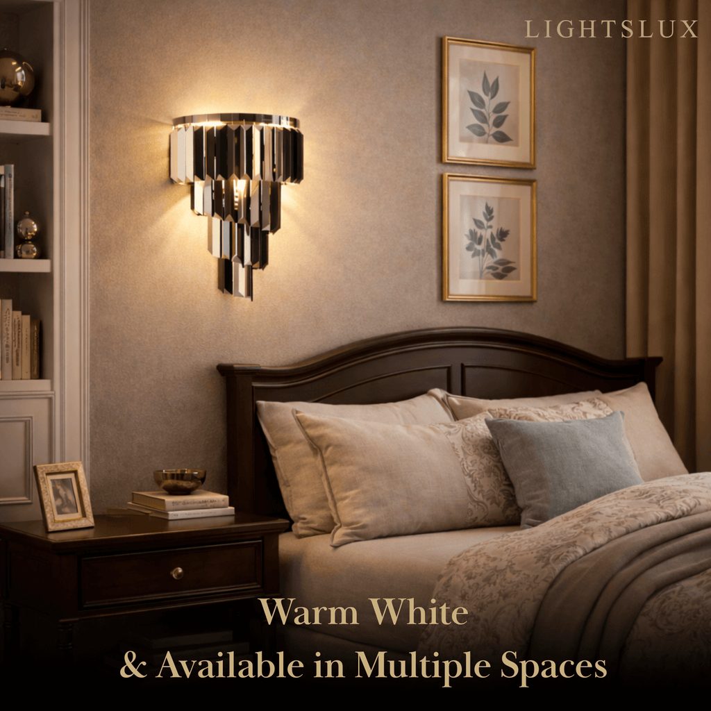 Modern Wall Sconce – Black Mirror with Crystal Accents Geometric for Hallway - Flindria