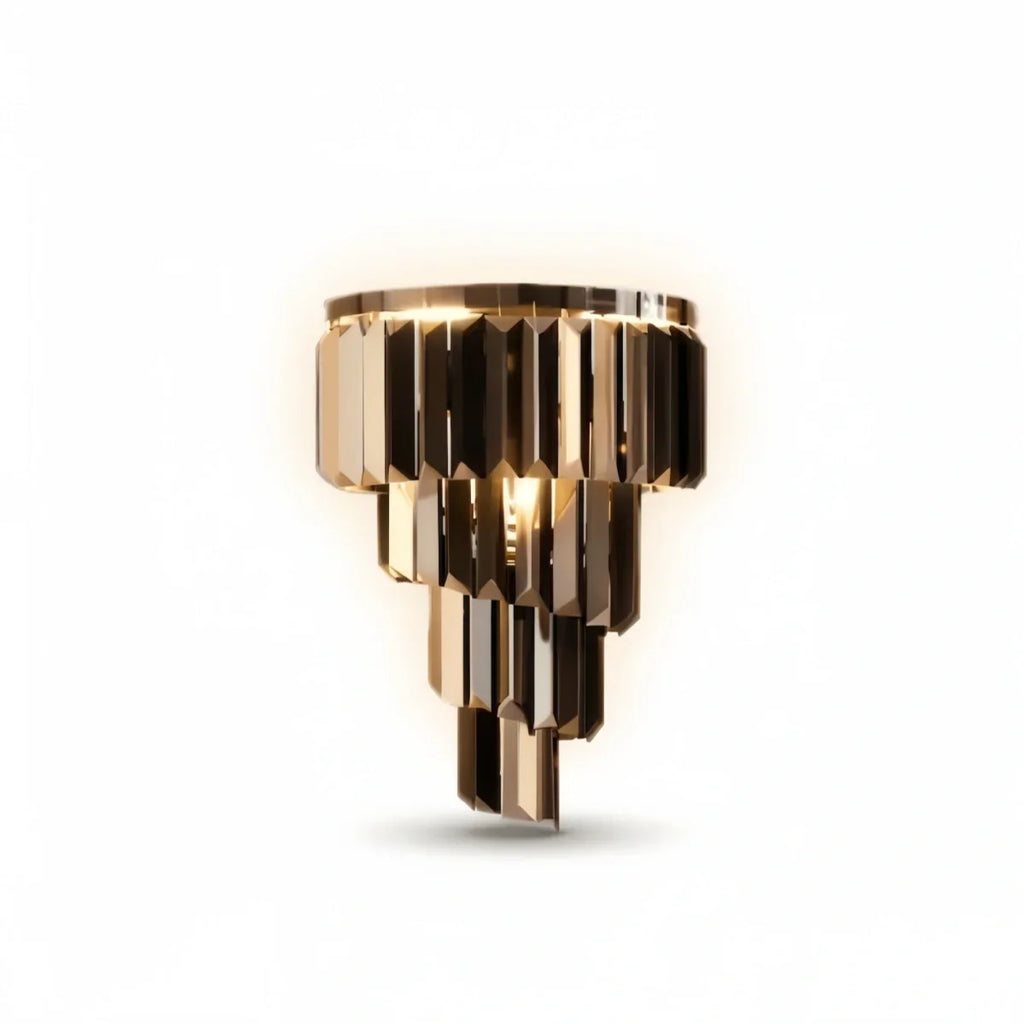 Modern Wall Sconce – Black Mirror with Crystal Accents Geometric for Hallway - Flindria