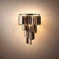 Modern Wall Sconce – Black Mirror with Crystal Accents Geometric for Hallway - Flindria