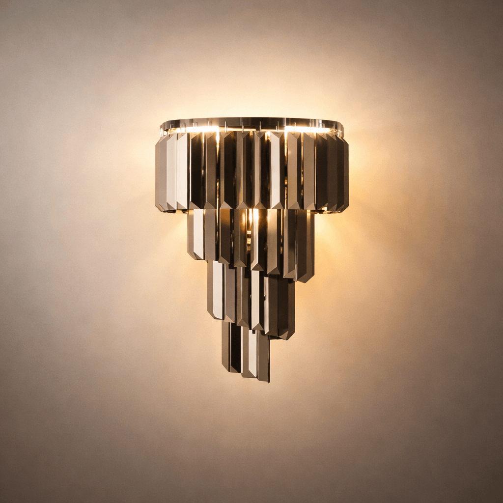 Applique Murale Moderne – Miroir Noir avec Accents Cristal Géométrique pour Couloir - Flindria