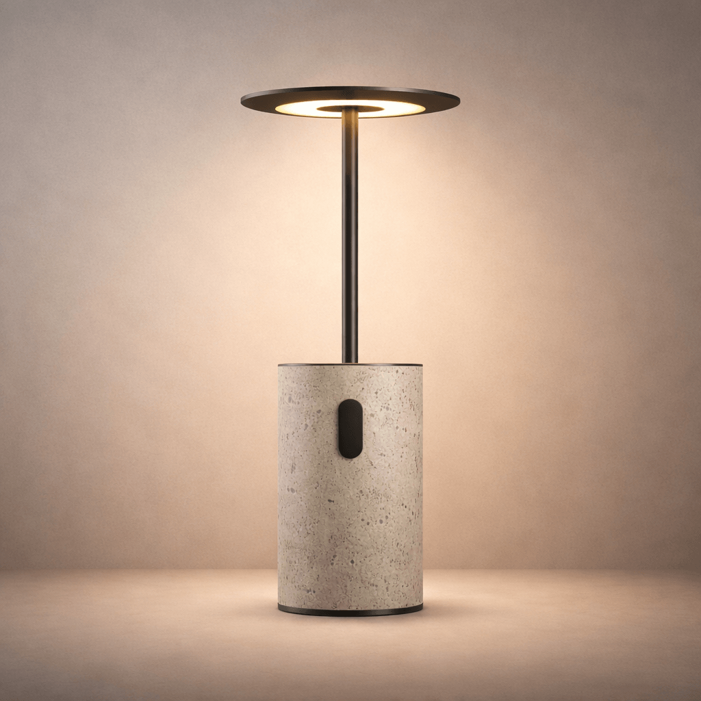 Moderne travertin bordlampe – genopladelig aluminium, bærbar til sengebord og stue - Flindria