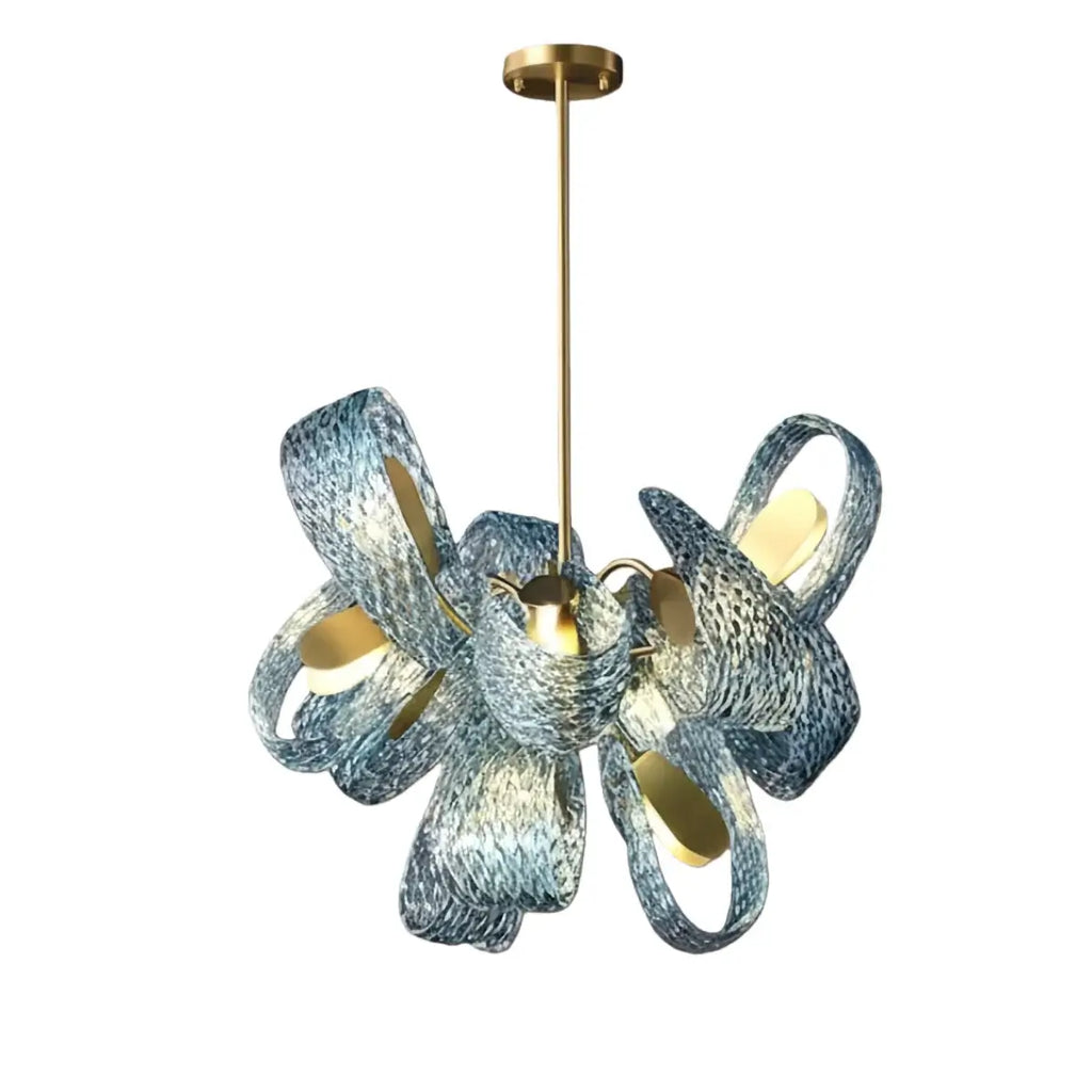 Art Deco Peacock Chandelier – Blue Feather Art Glass Contemporary for Dining Room Bedroom - Flindria