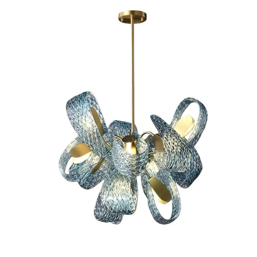 Art Deco Peacock Chandelier – Blue Feather Art Glass Contemporary for Dining Room Bedroom - Flindria