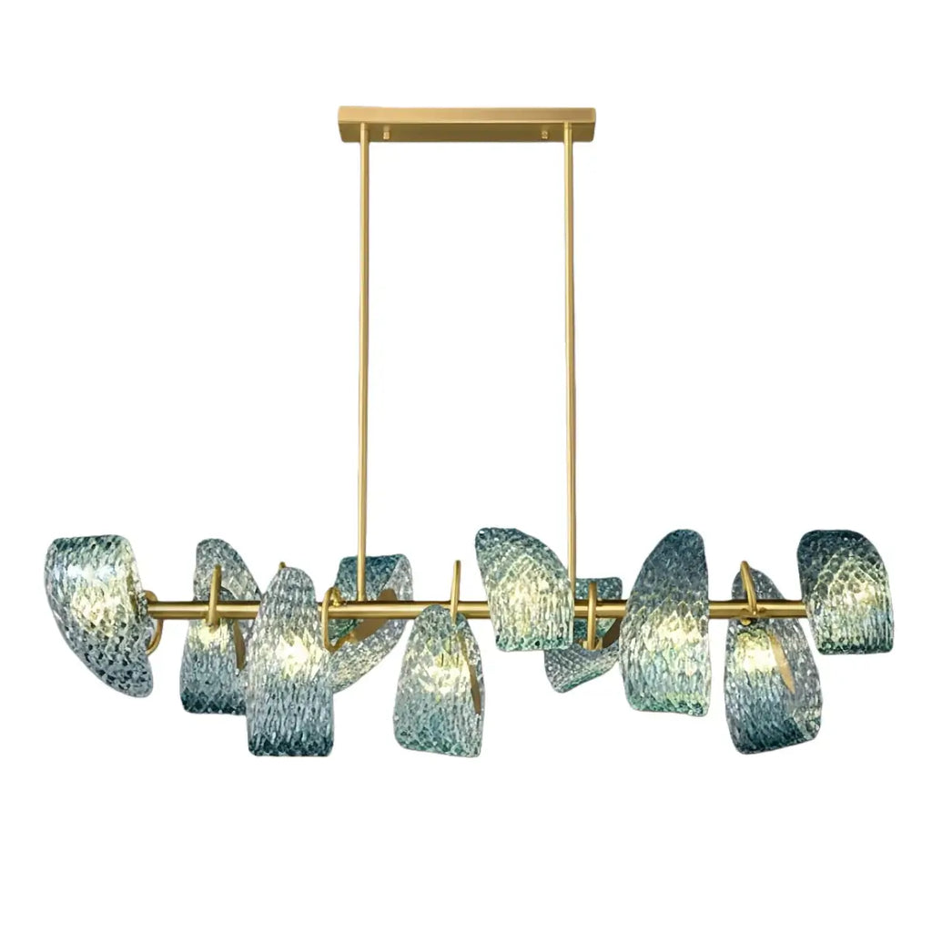 Art Deco Peacock Chandelier – Blue Feather Art Glass Contemporary for Dining Room Bedroom - Flindria