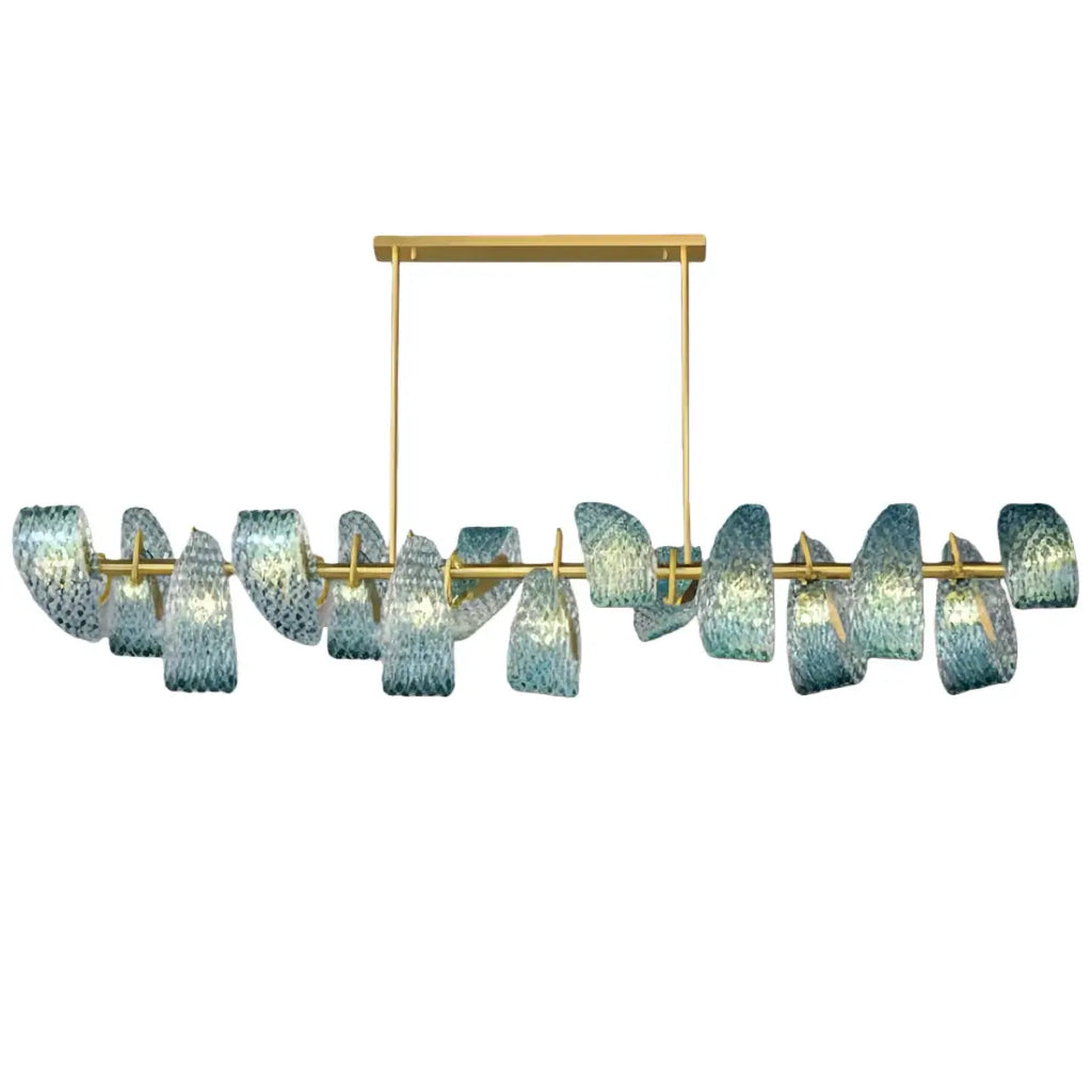 Art Deco Peacock Chandelier – Blue Feather Art Glass Contemporary for Dining Room Bedroom - Flindria